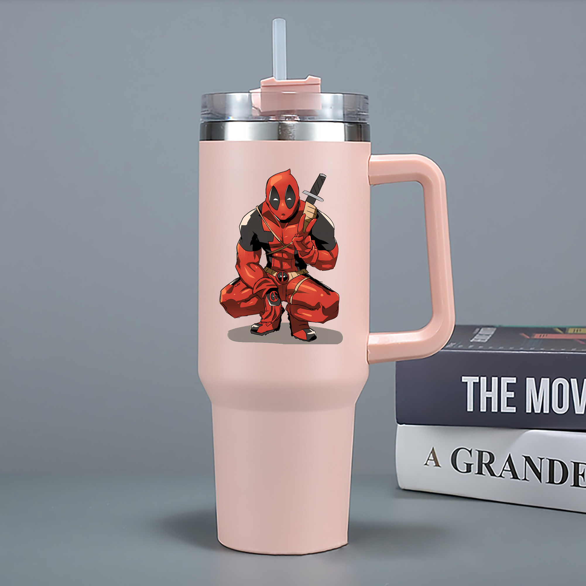 （画像用） Deadpool デッドプール 1200mL車用タンブラー - クリスタルステッカー（プラスチックストロー付き）